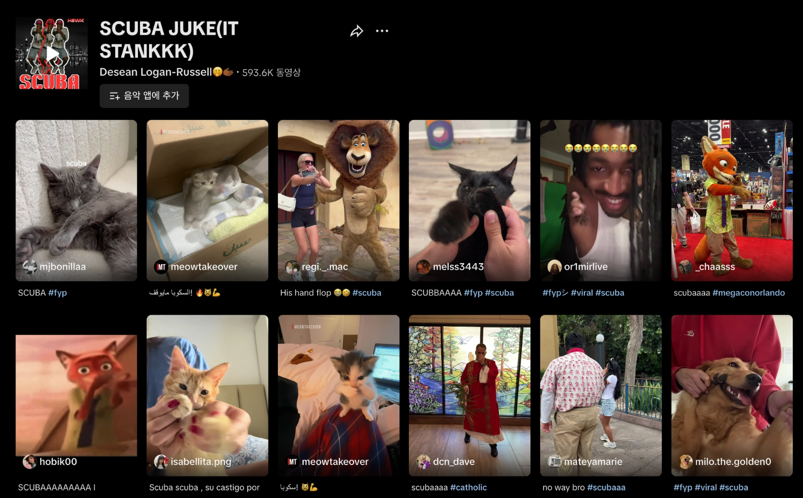 이미지 = 틱톡 ‘SCUBA JUKE(IT STANKKK)’ 음원 검색 화면 캡처 (https://www.tiktok.com/music/SCUBA-JUKE-IT-STANKKK-7553147897538578449)