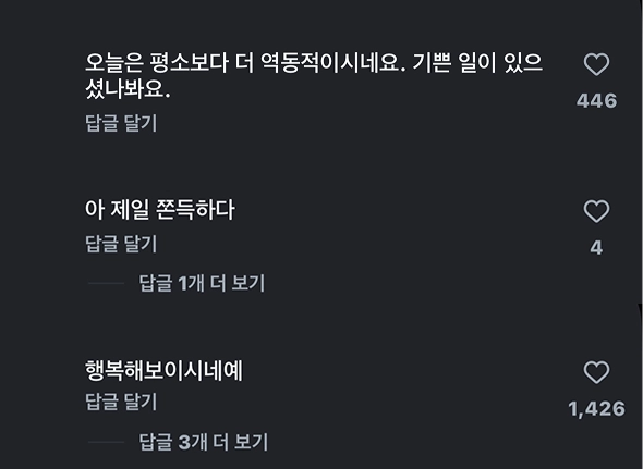 이미지 = 인스타그램 ‘lyyeole’ 채널 계정 댓글 캡처 (https://www.instagram.com/lyyeole/reels/)