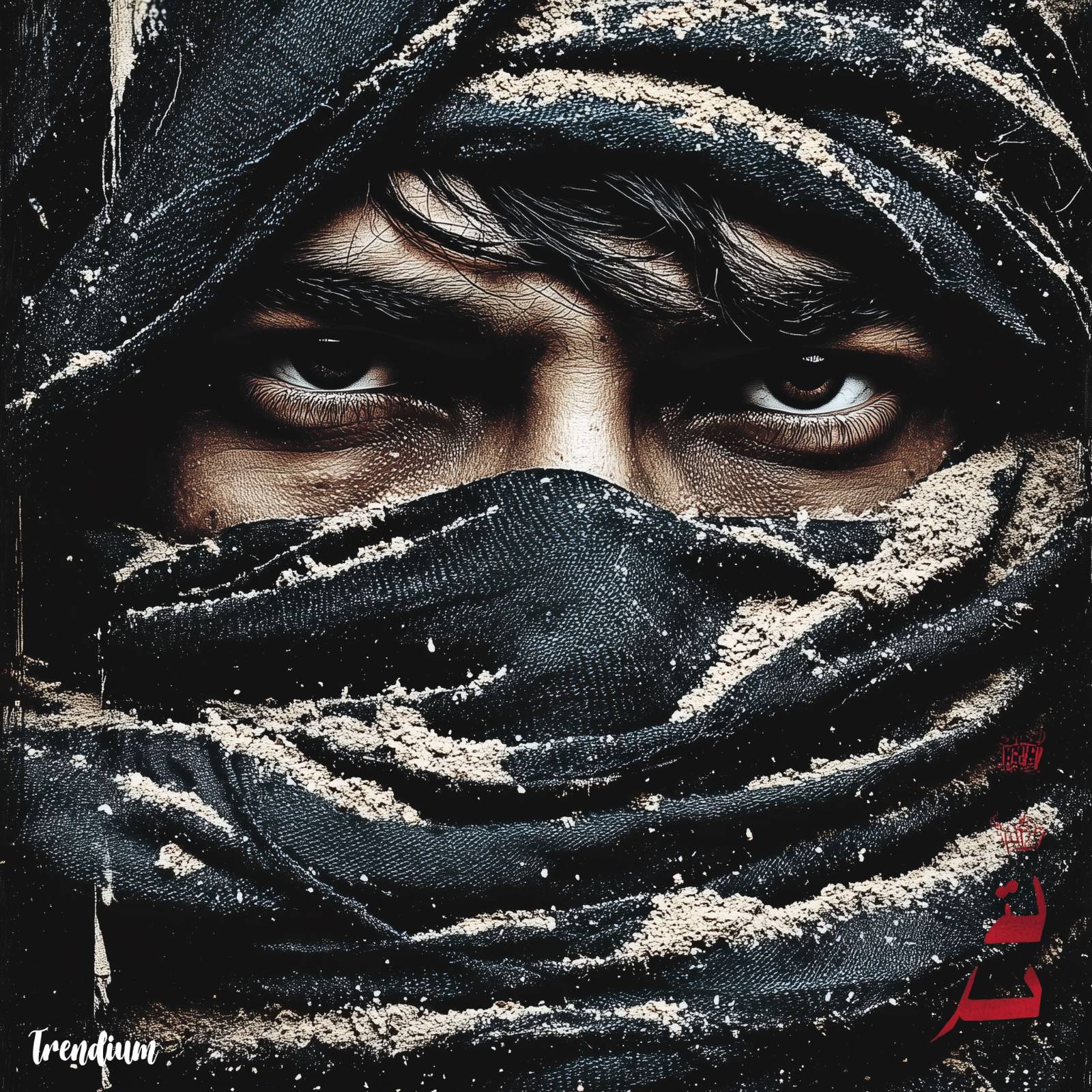 [prompt] close-up, a mysterious desert traveler, partially obscured face, textured fabric or ethereal material around the head, warm sand-reflected light on skin or surface, wind-blown particles, misty desert atmosphere behind, cinematic soft focus, surreal but grounded, 8K photography --v 7 --sref 3488429443