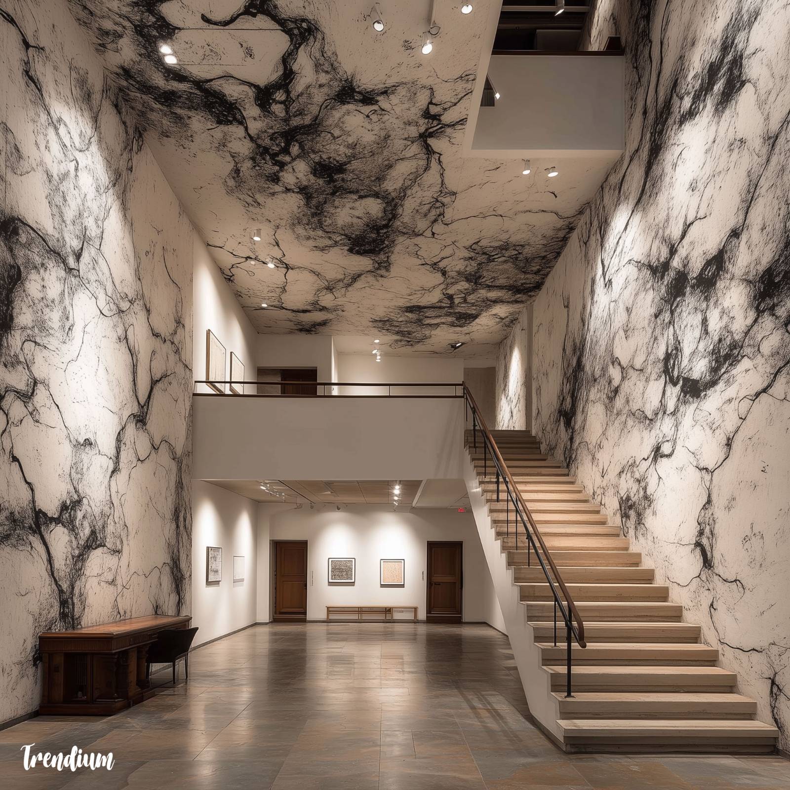 [prompt] gallery wall installation, ink-based abstract pattern, minimal East-West fusion --style raw --stylize 300