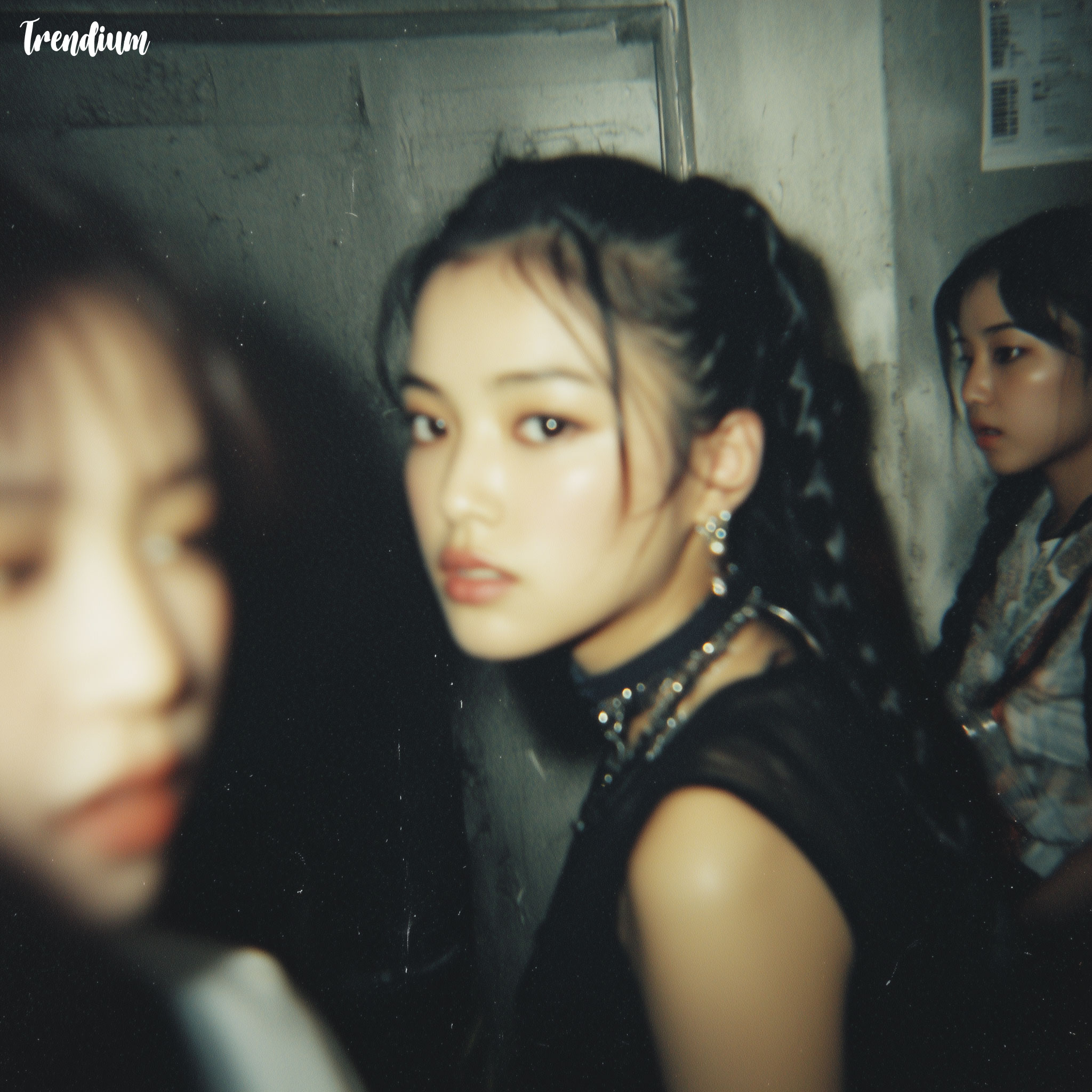 [prompt] K-pop backstage moment, early 2000s camcorder look, handheld camera, low resolution, analog noise, tape grain, behind-the-scenes candid shot, quiet anticipation mood
