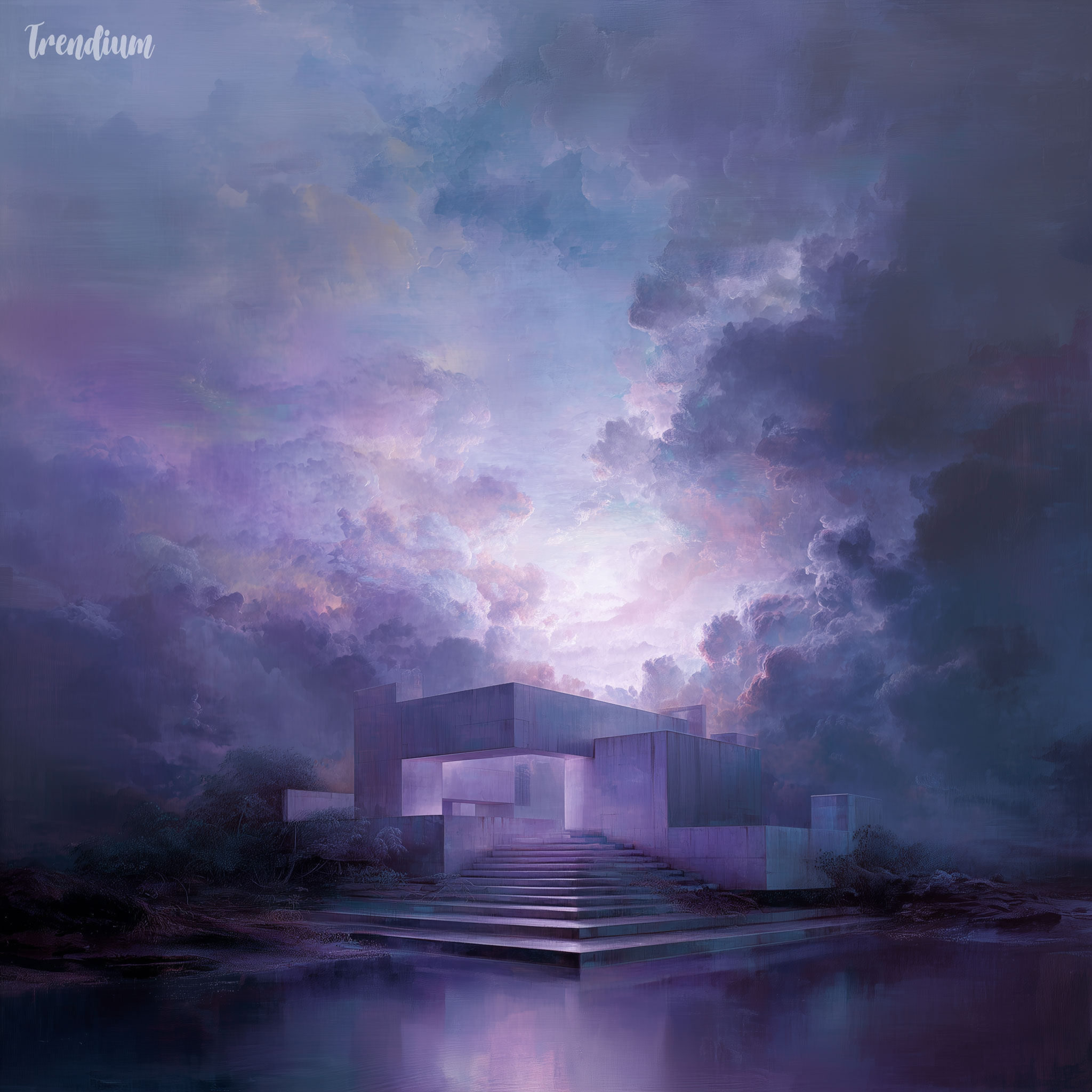 [prompt] a painterly afterlife landscape, floating architecture, soft purifying light, emotional journey space, not heaven not hell