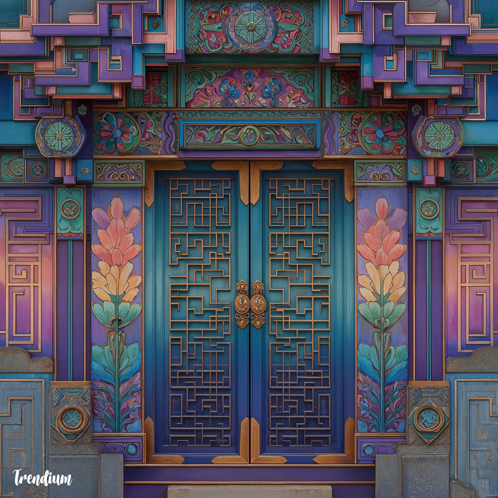 [prompt] K-Art Deco worldview where dancheong, hanbok, and hanok patterns are re-encoded into geometric art deco language, cultural memory meets modern design --exp 20 --style raw --stylize 200