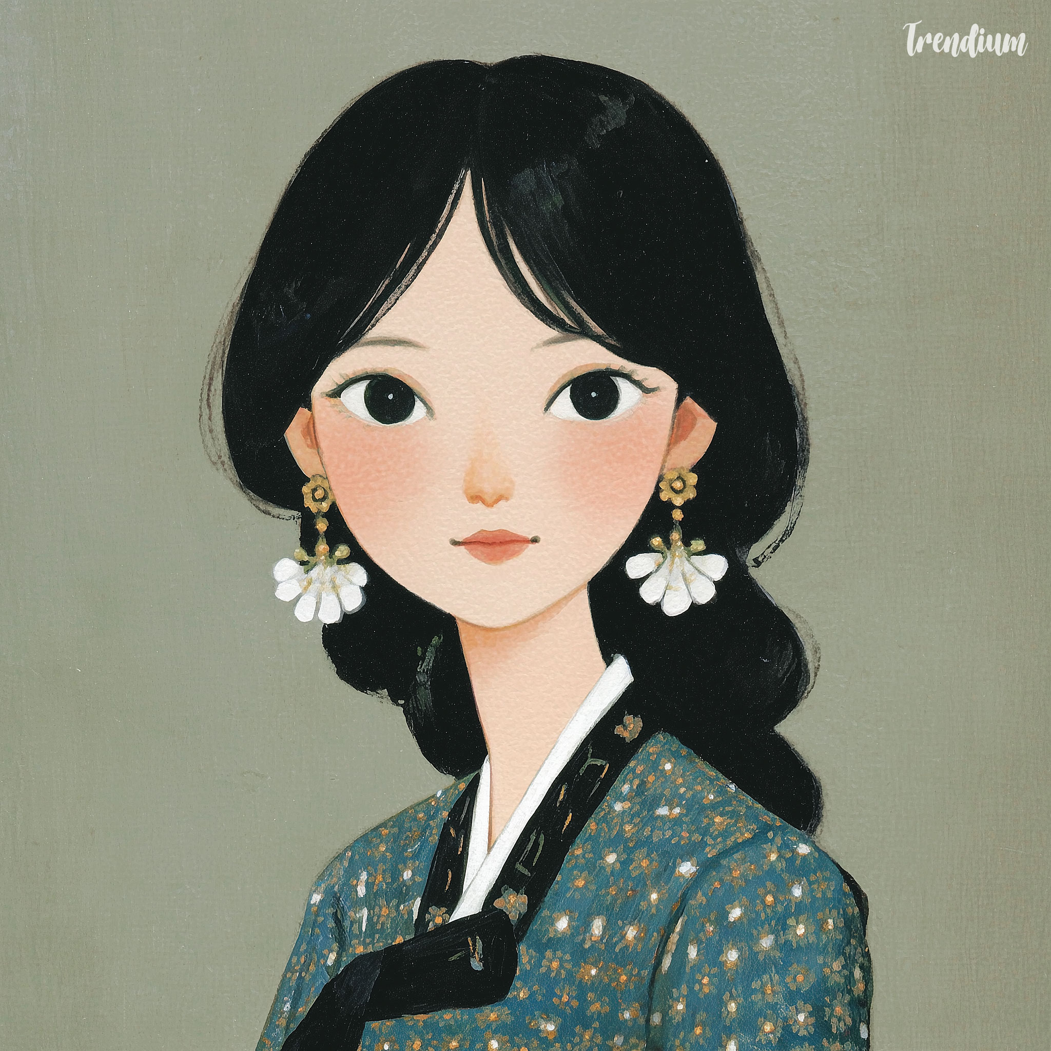 [prompt] Art Deco meets a Kpop idol, hanbok-inspired geometry, gold and jade tones, contemporary elegance --sref 503213025 --exp 10 --stylize 300 --style raw