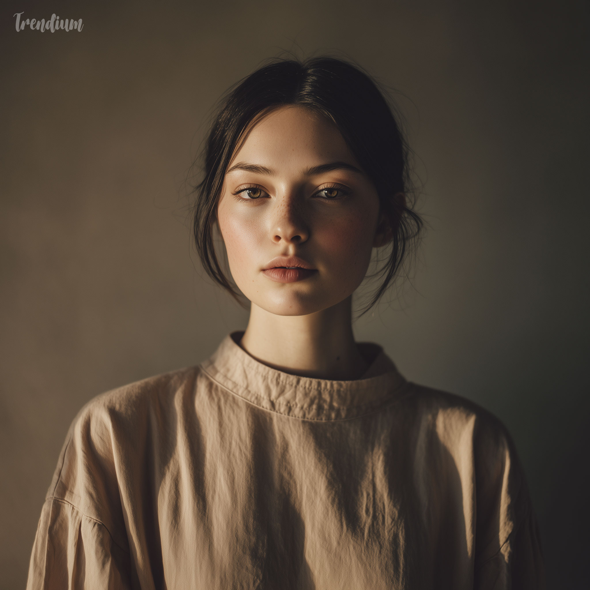 [prompt] a contemporary fashion editorial inspired by hygge and kinfolk, expressing quiet living and maintenance, soft shadow light, muted earth tone clothing, simple silhouettes, static and centered composition, natural fabric textures, calm editorial mood