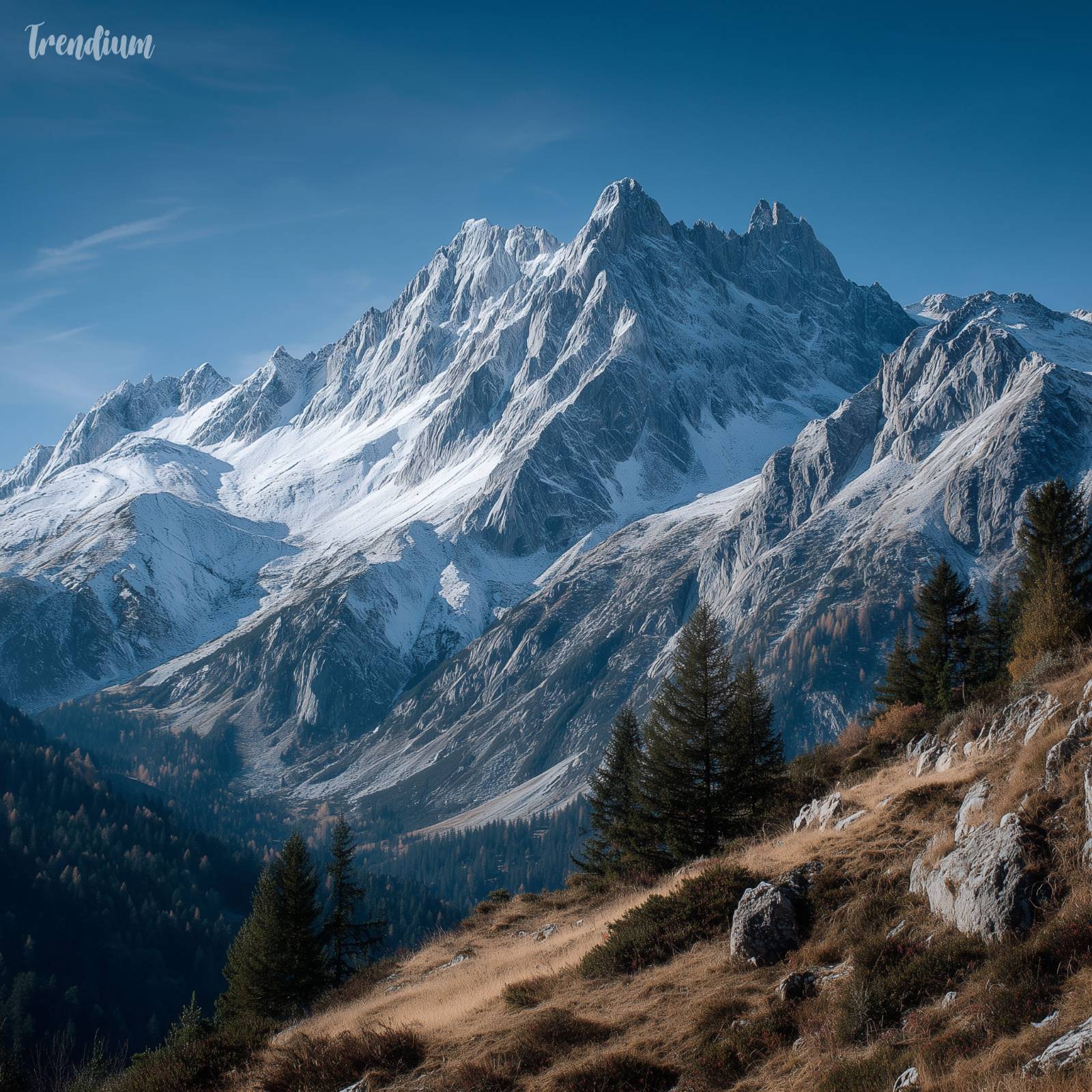 [prompt] Alpine mountain range, pan focus, sharp horizon, f/16 --raw --stylize 220