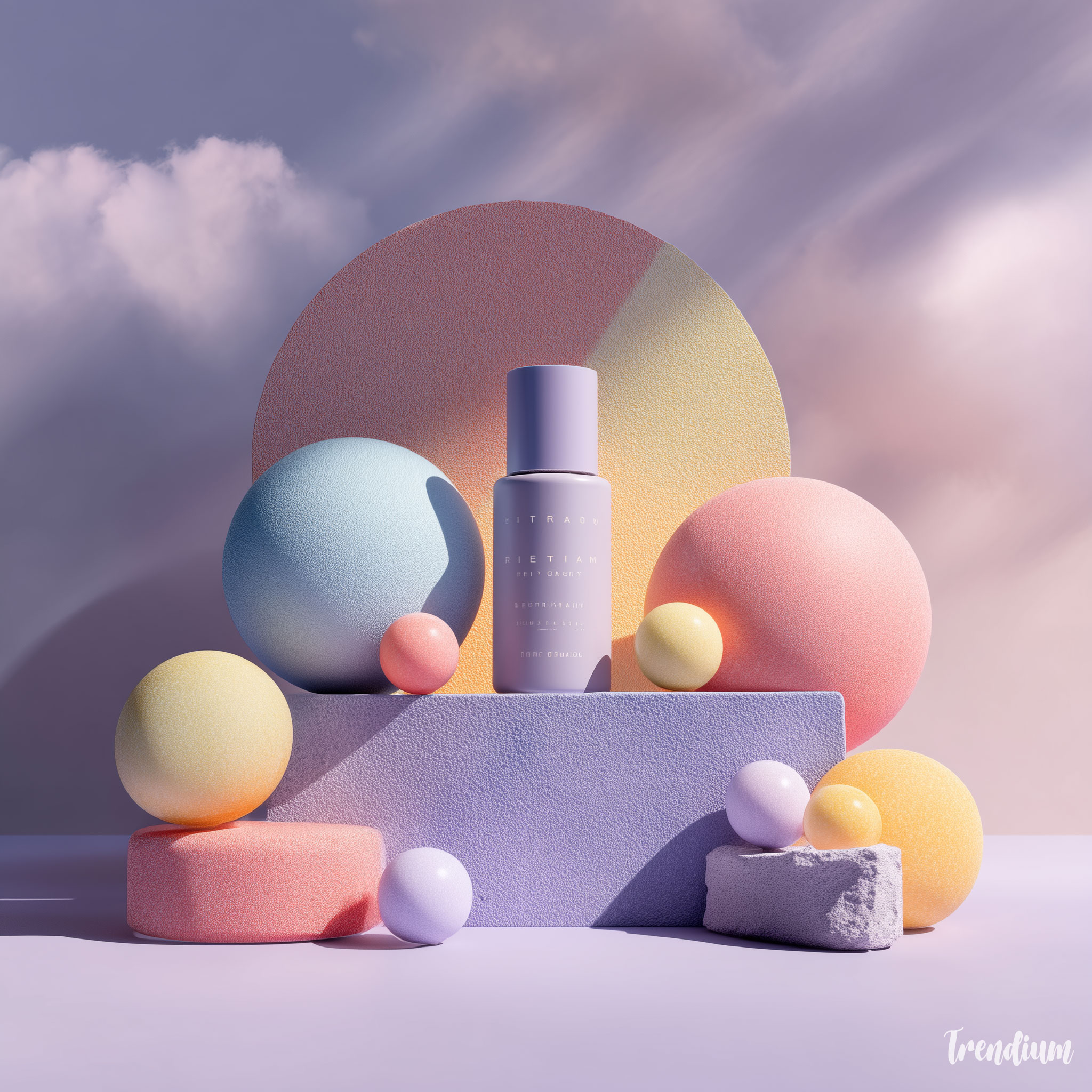 [prompt] claymation style cosmetic product scene, pastel plasticine textures, soft diffused studio lighting, matte color palette, hand-sculpted forms, tactile shadows, premium beauty branding