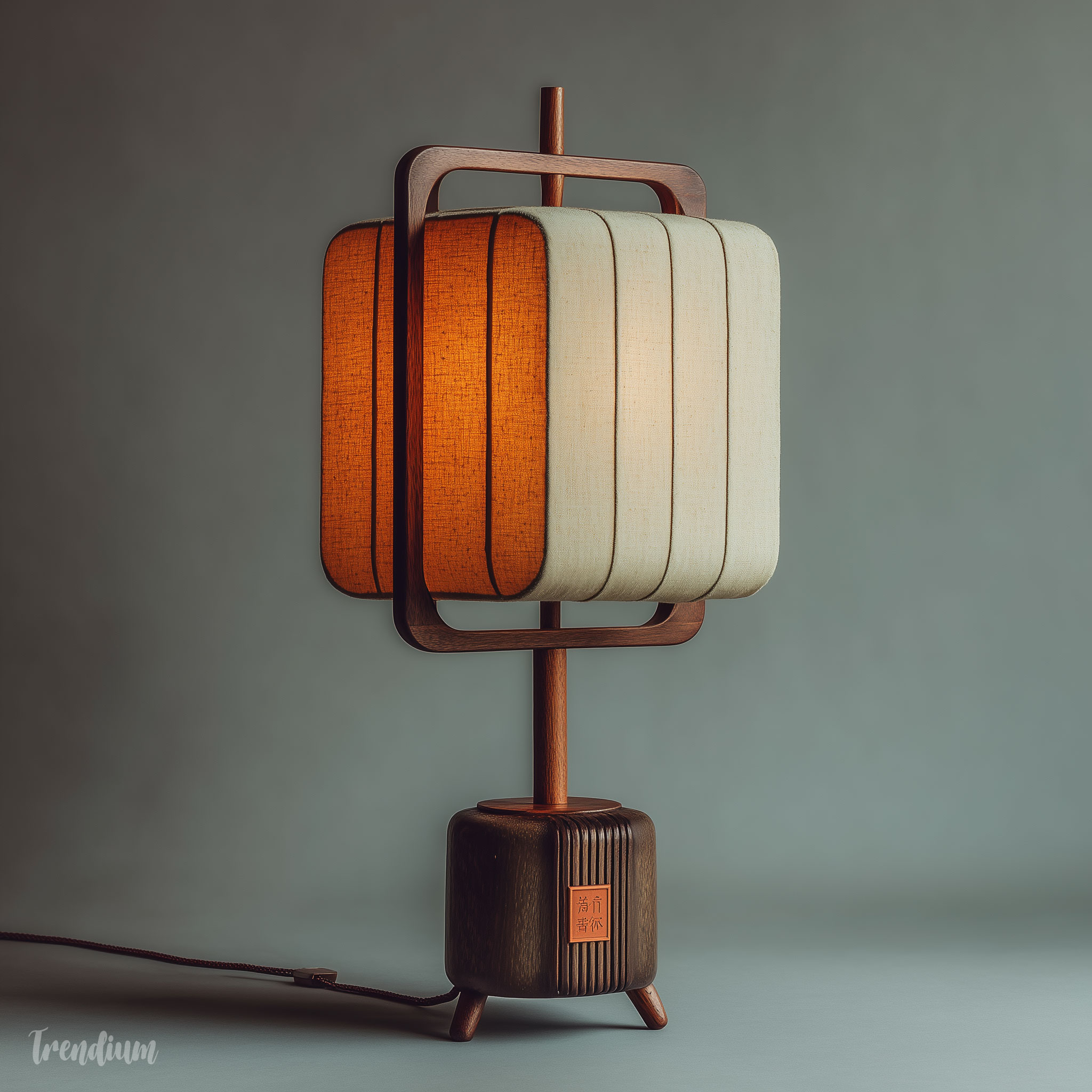 [prompt] mid-century standing lamp korean reinterpretation, simple vertical wood structure, translucent paper lighting, warm ambient glow, minimal space with negative space, quiet and elegant composition --chaos 5 --exp 2 --raw --stylize 500