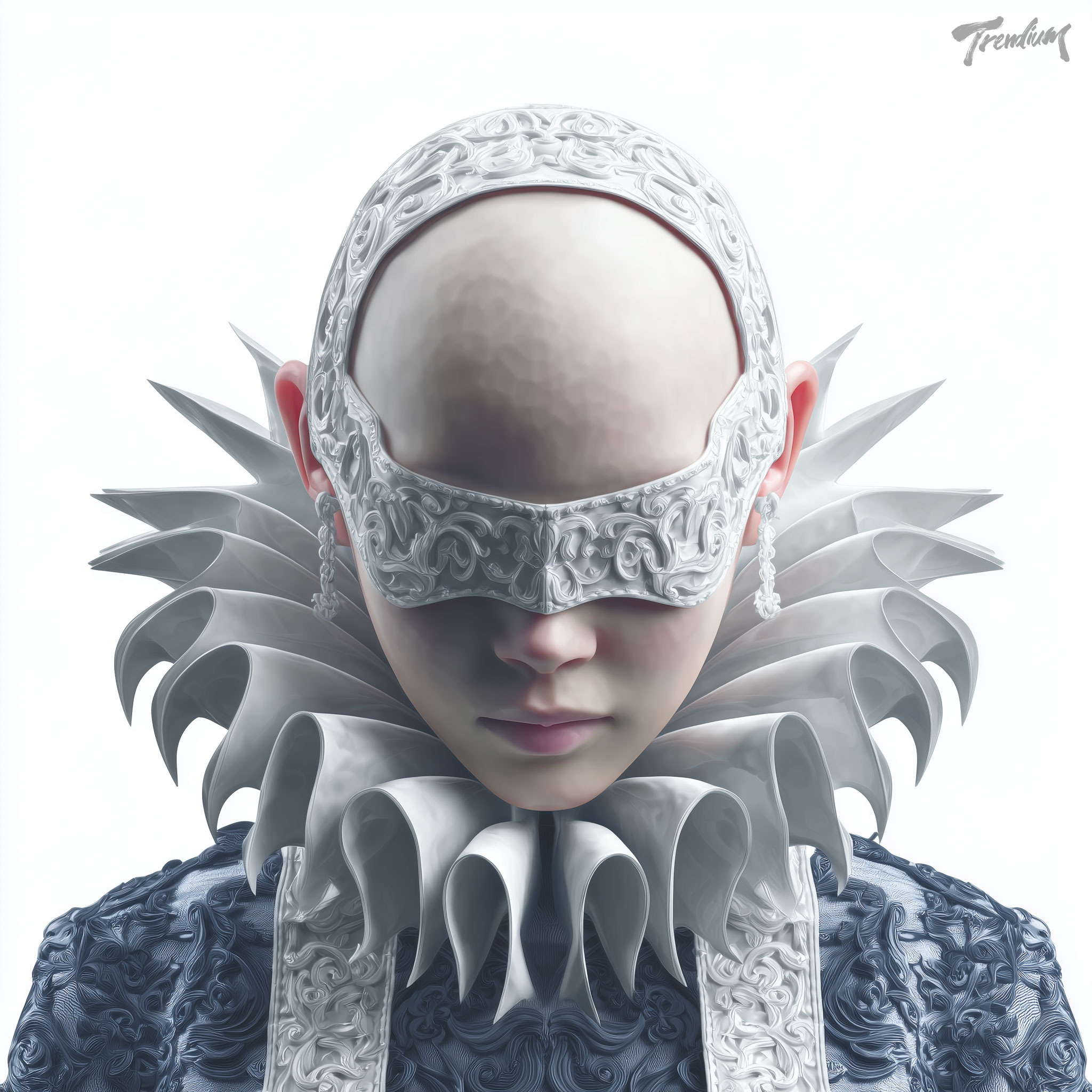 [prompt] Macro portrait of a 23-year-old Korean female model wearing sculptural accessories, head phone, a dark couture metallic earpiece with thorned geometry and subtle sigil glyph engravings. void black background, chrome silver reflections, sharp fine-line detail --raw --stylize 250 --chaos 1 --sref 4039473131