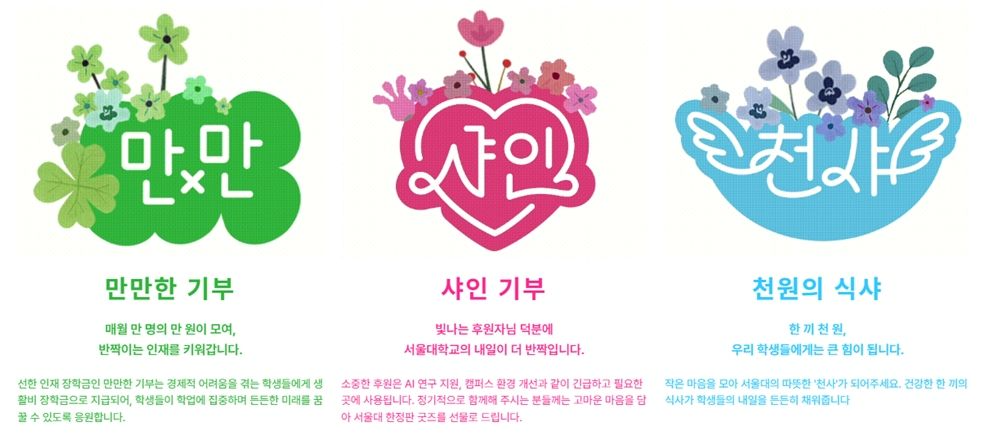 출처: 서울대학교 발전재단 홈페이지 갈무리