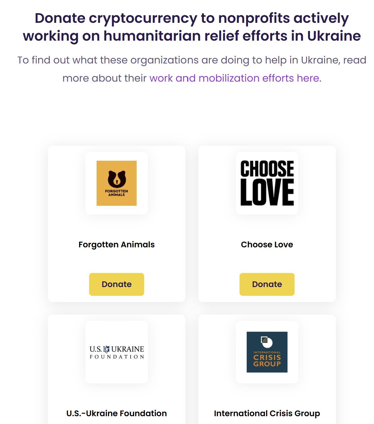출처: The Giving Block ukraine-emergency campaign