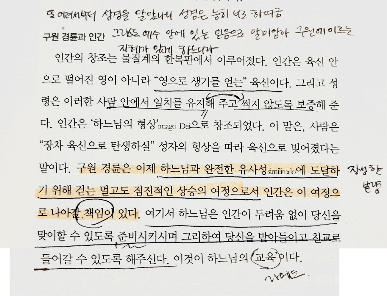 구원의 경륜은 하느님과 완전한 유사성에 도달하기 위해 걷는멀고도 점진적인 상승의 여정으로서인간은 이 여정으로 나아갈 책임이 있다. 이것이 하느님의 교육이다.