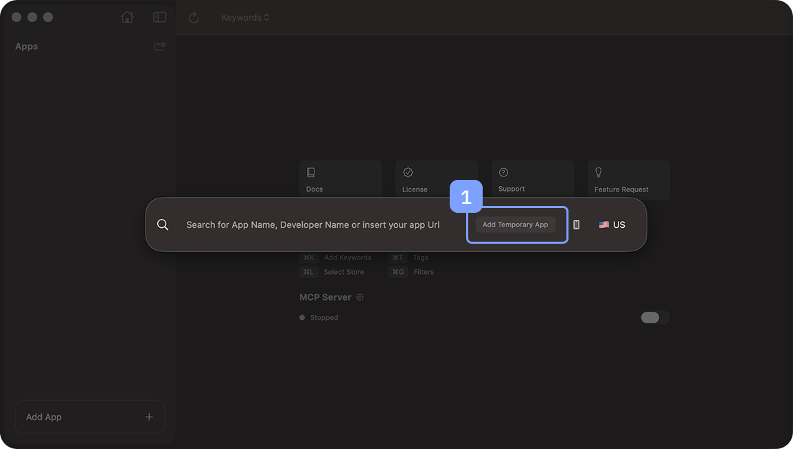 Astro 앱 > Add Temporary App