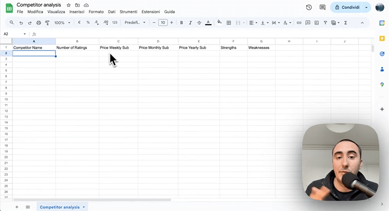 조사한 내용은 엑셀 켜서, 경쟁사 이름, 리뷰 점수, 가격, 장점, 단점 이렇게 표로 만들어보시라