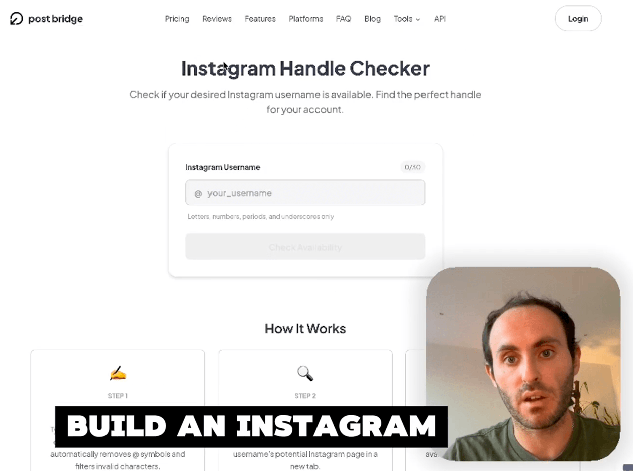 post bridge에서 배포하는 무료 툴 - Instagram Handle Checker