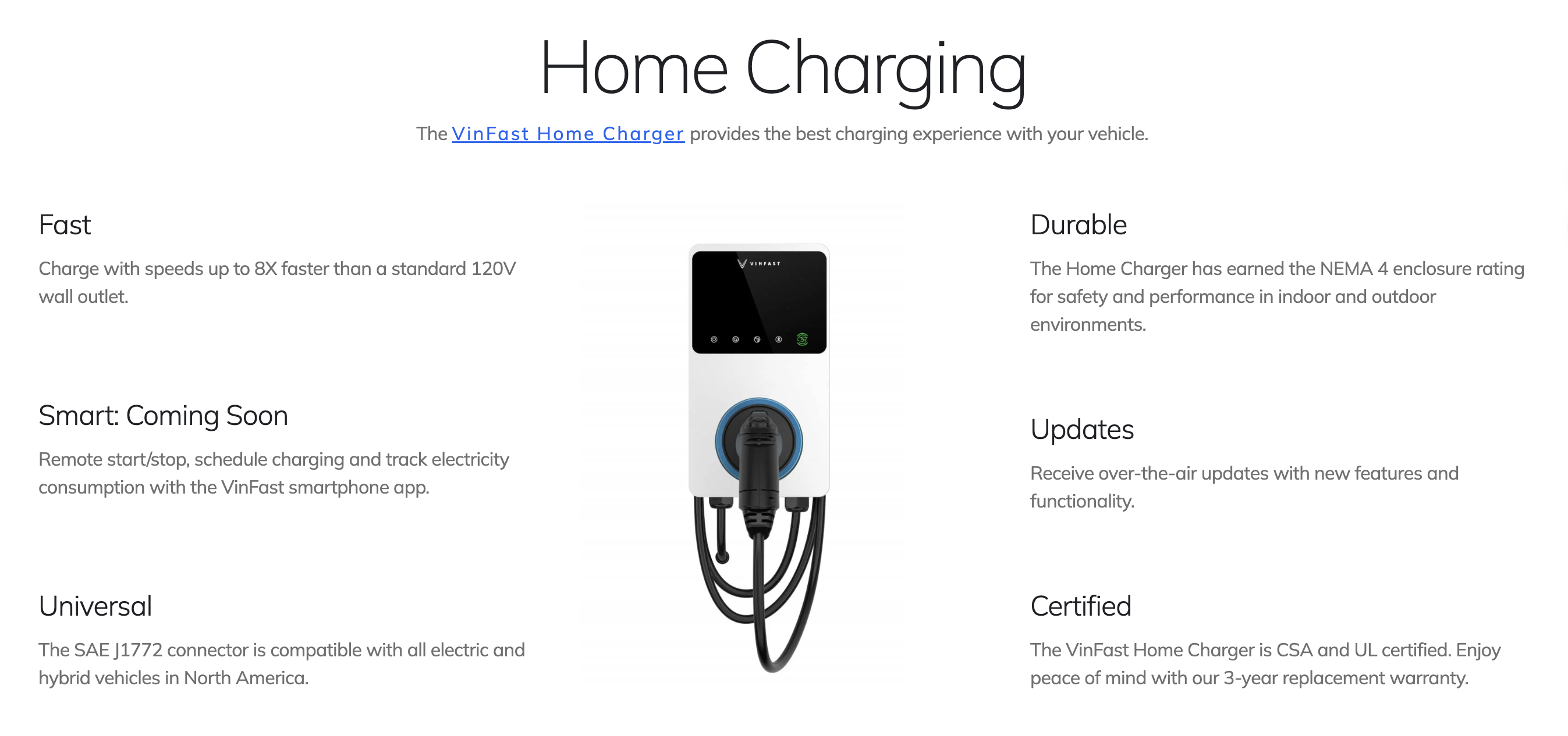 미국에서는 Universal compatibility. 출처: Vinfast US
