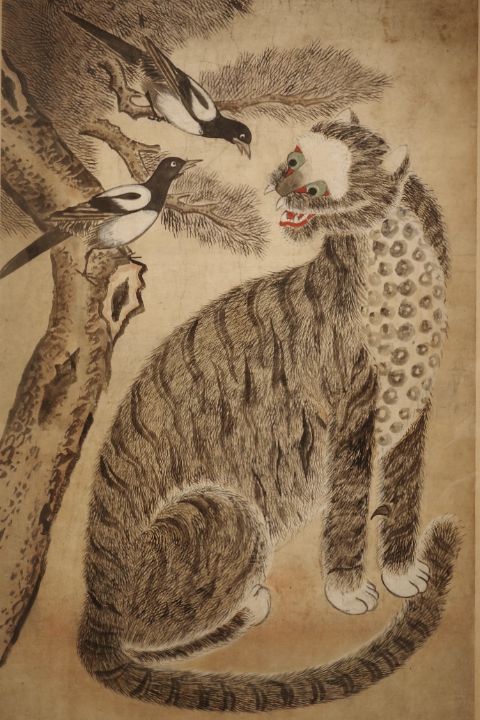 까치호랑이, 19세기 종이에 채색