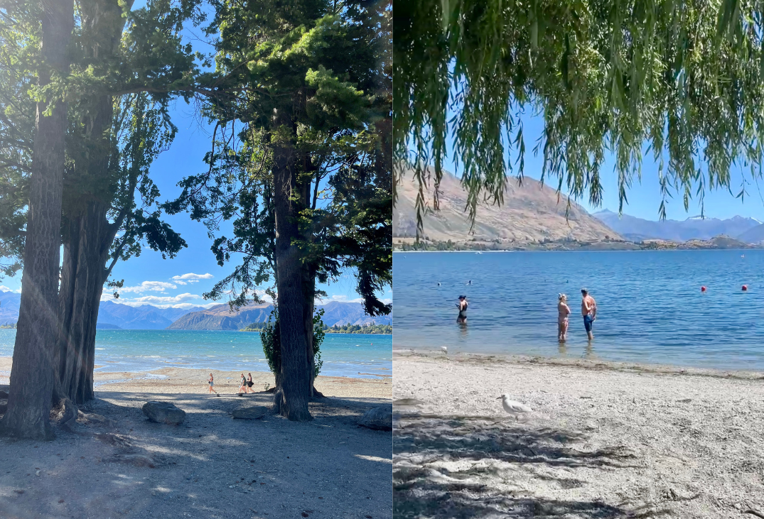 여름의 와나카 호수. 머무는 내내 날씨가 굉장했다