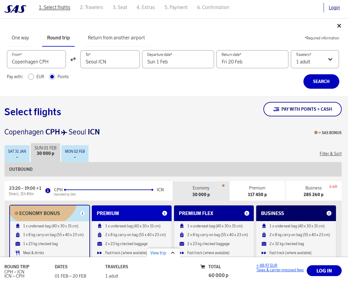 얼마나 쌓으면 한국에 다녀올 수 있을까요? 비수기에 날짜만 잘 맞추면 6만 포인트로도 가능한데, 성수기엔 최소 19만 포인트는 있어야할 것 같습니다. 화이팅!