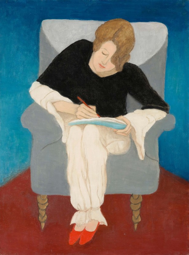 가브리엘 뮌터 Münter / 안락의자에 앉아 글을 쓰는 여인, 1929 (61,5 x 46,2 cm)