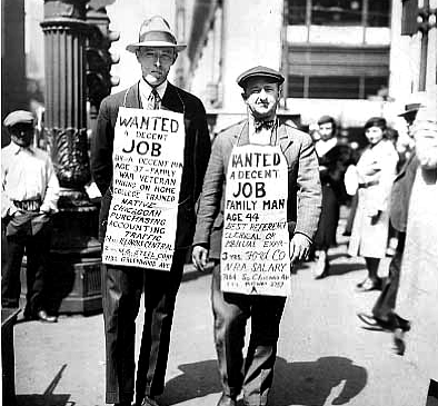 미국 대공황 당시 일자리를 구하는 구직자들. 당시 미국 실업률은 거의 25%에 달했다. 중앙포토