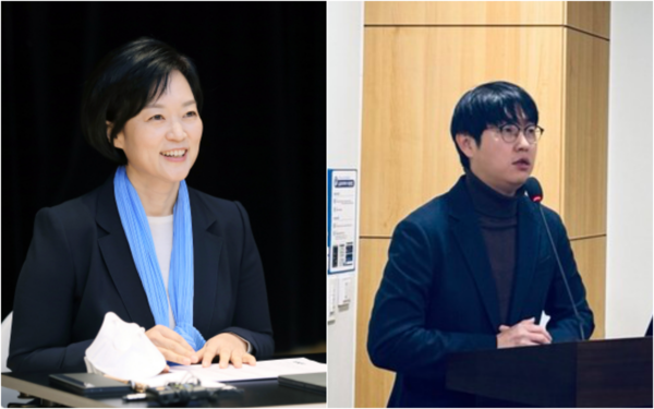 한성숙 중소벤처기업부 장관 후보자(왼쪽)와 하정우 AI미래기획 수석 [사진: 석대건 기자, 네이버]