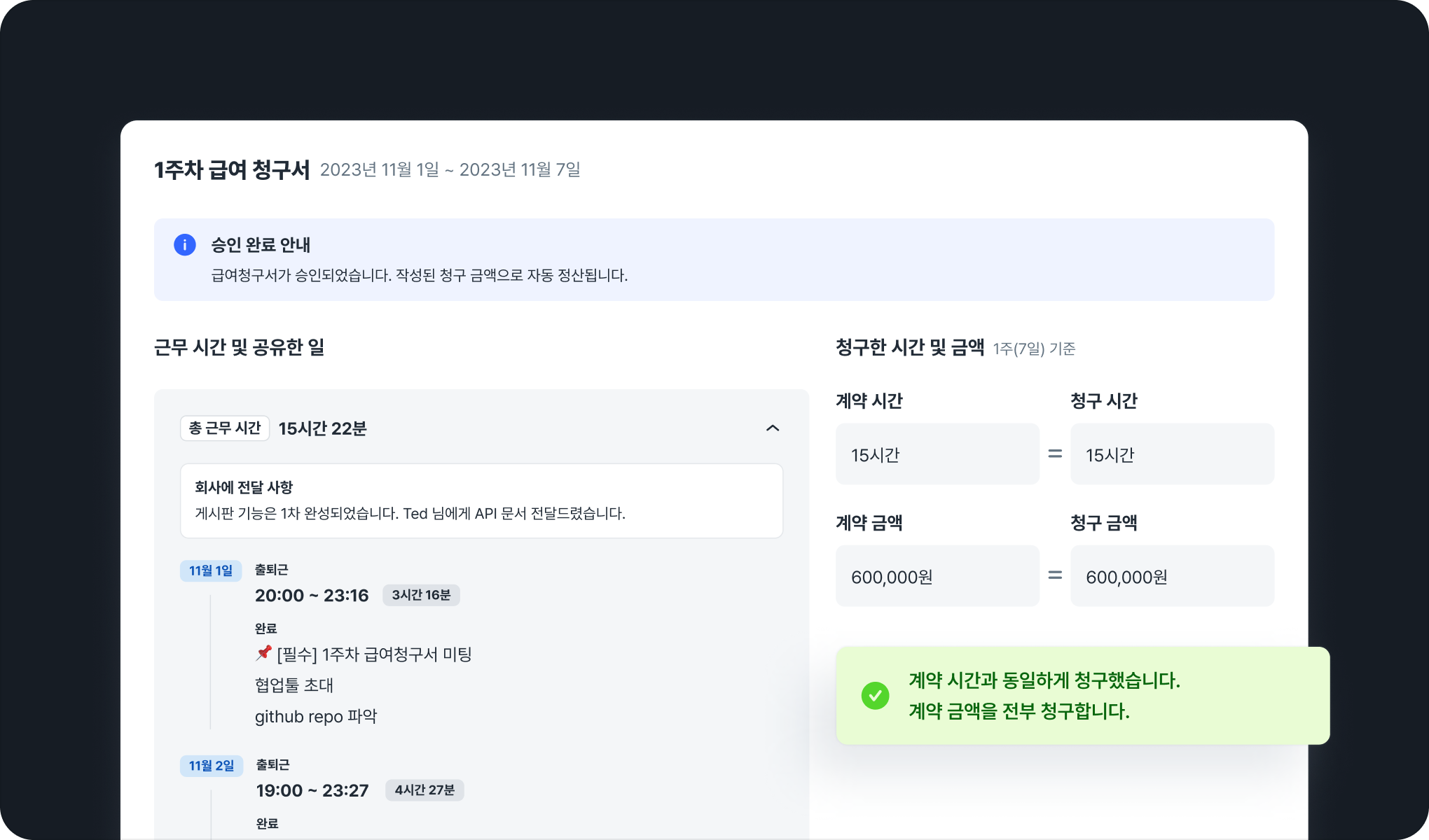 일한 만큼 결제하는 주급 시스템