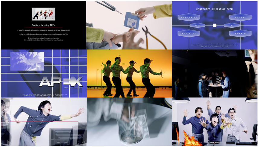 에이팩스 시뮬레이션 튜토리얼 / APEX 팩을 개발한 실리카겔 / APEX 속 시뮬레이션 데이터들에이팩스 게임을 실행한 실리카겔 / 게임 속 NPC 캐릭터들 / 자아를 찾게 된 NPC 캐릭터들이를 막으려고하는 실리카겔 / 데이터를 없애버리는 NPC 캐릭터들 / 절규하는 실리카겔 