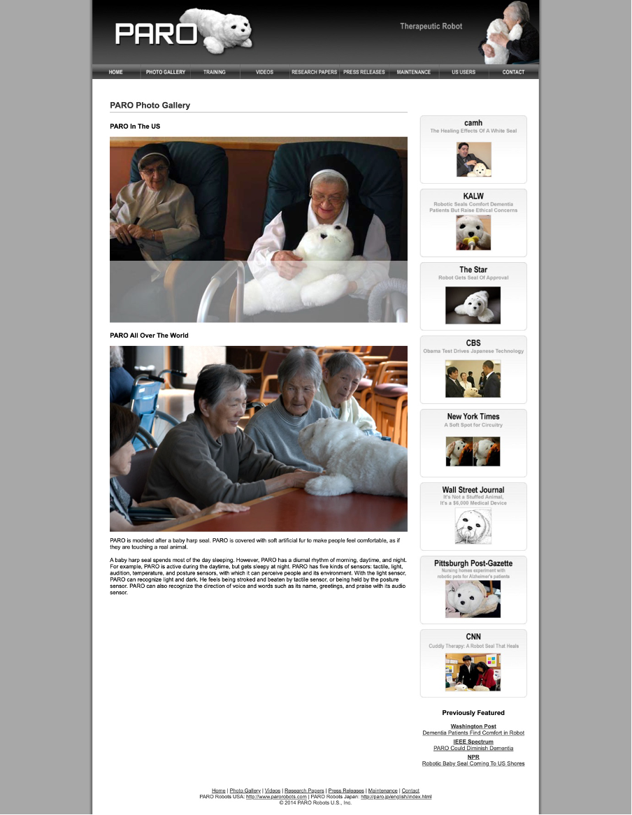 [파로Paro, 출처: http://www.parorobots.com/]