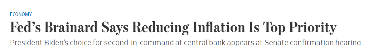 Fed’s Brainard Says Reducing Inflation Is Top Priority - WSJ