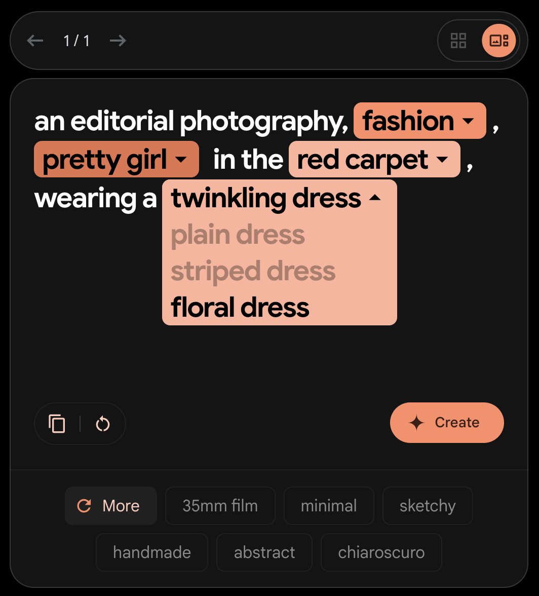 twinkling dress 대신 다른 dress 키워드를 보여줍니다.