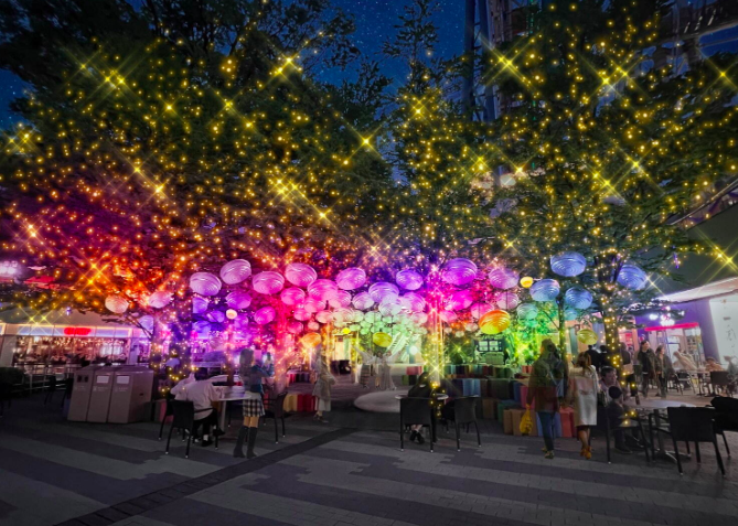 '식물관의 스타벅스'가 있는 도쿄 이나기시(稲城市)의 거대 자연 공원 HANA・BIYORI의 '불빛 방울방울' 일루니네이션.