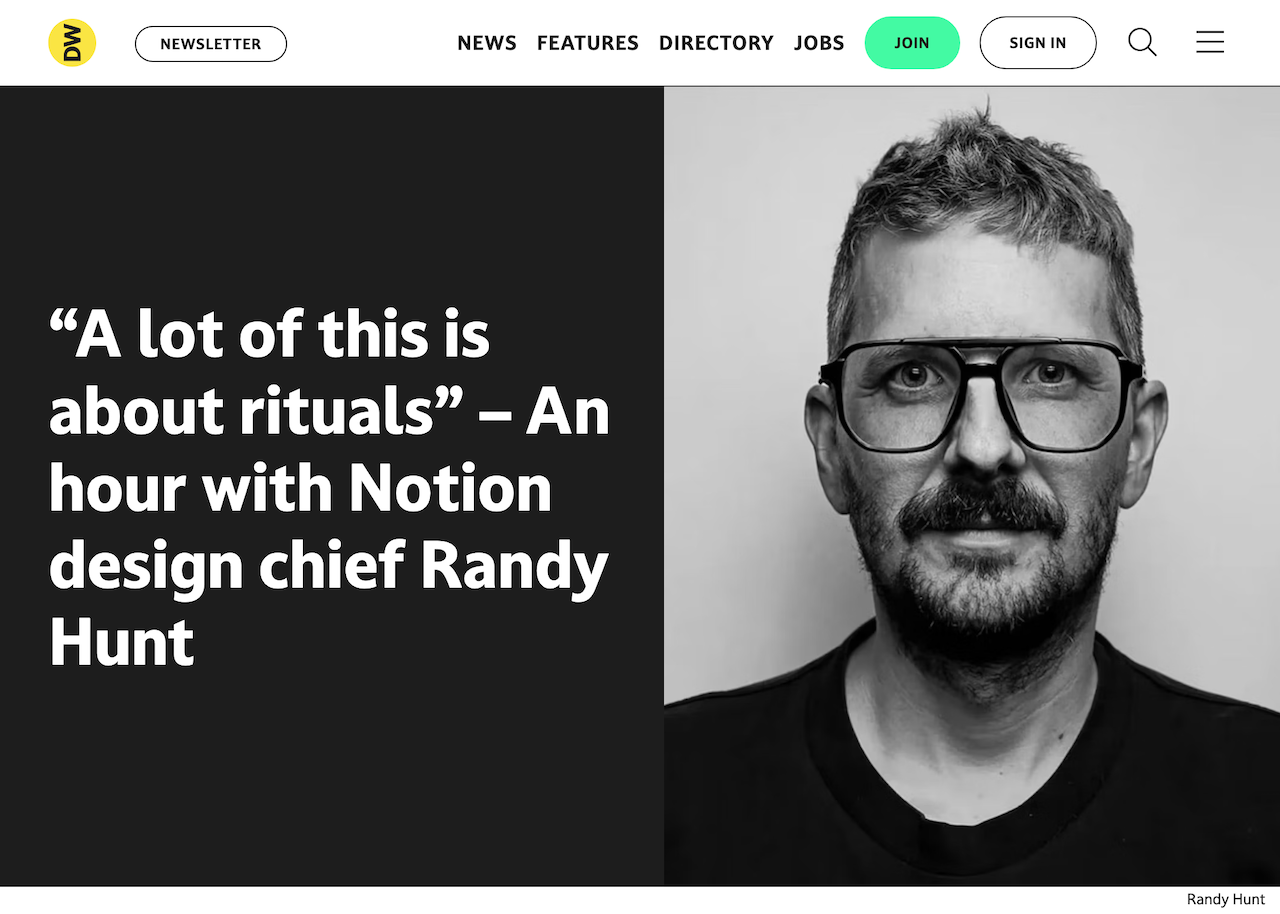 Design Week 인터뷰 원문 웹페이지