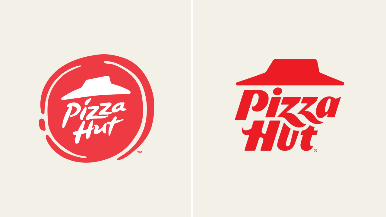 (좌) Pizza Hut 기존 로고, (우) 신규 로고