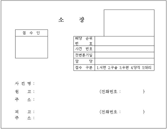 민사소송 소장에는 청구인의 개인정보를 기재해야 한다. 출처: 대한민국 법원