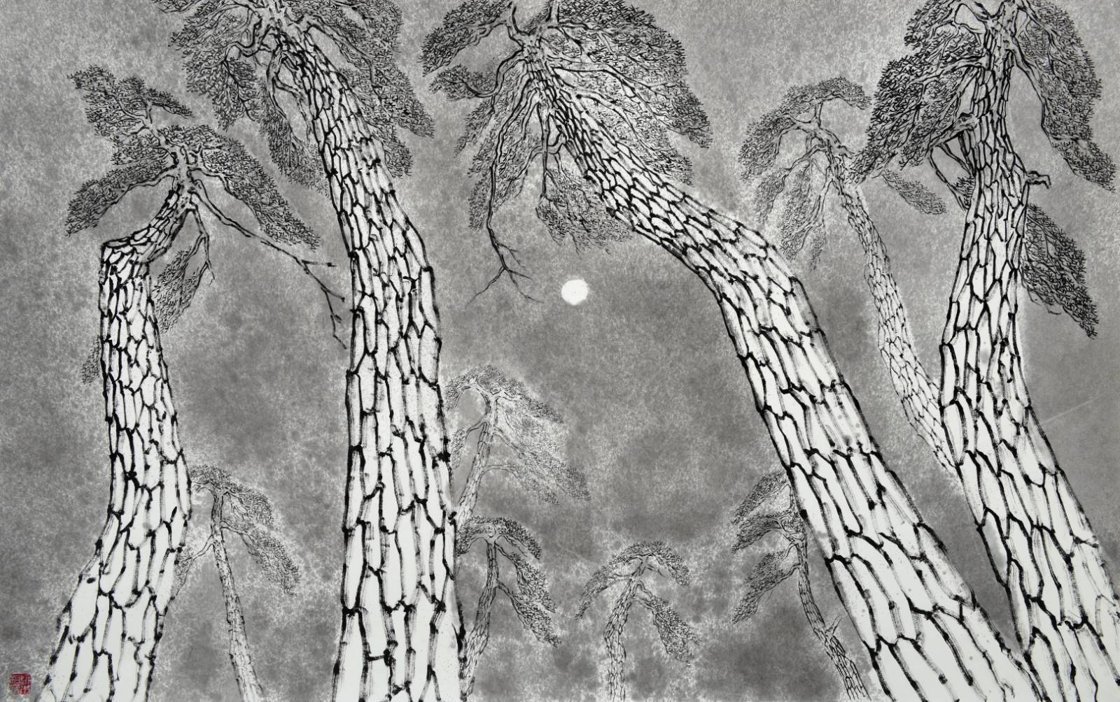 명상적인 순간을 담은 '소나무 그림' 