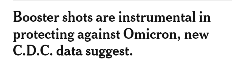 Booster Shots Instrumental in Fighting Omicron, C.D.C. Data Show - The New York Times (nytimes.com)