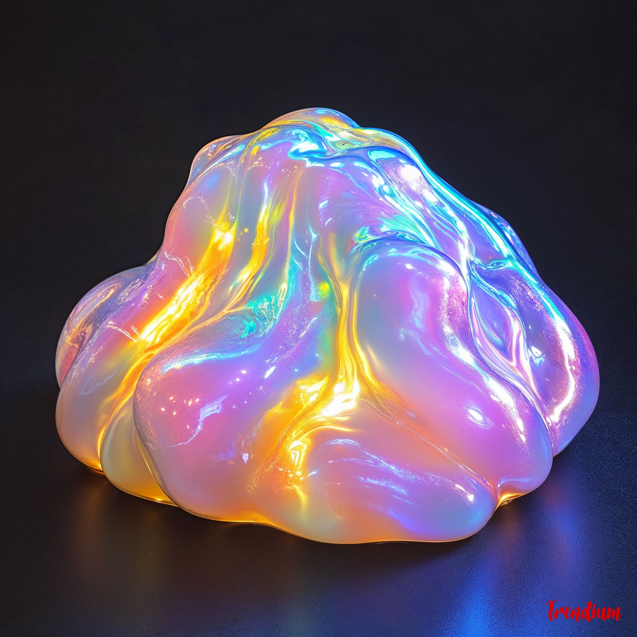 [prompt] surreal blob sculpture in iridescent jelly material, studio lighting