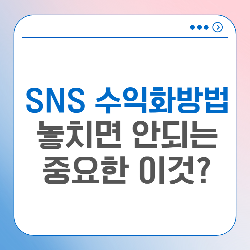 n잡러 SNS 부업 수익화 방법 중요한 이것? 의 썸네일 이미지
