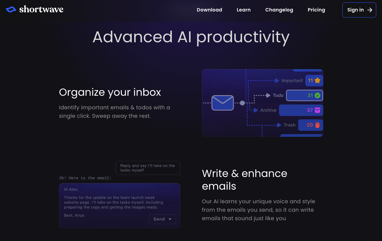 이메일 관리를 AI가 도와주는 서비스 Shortwave. 