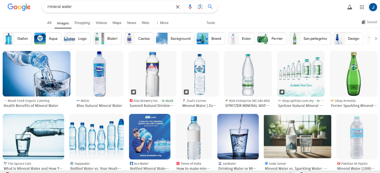 Mineral Water 검색 (Google)