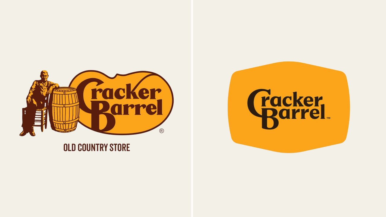 (좌) Cracker Barrel 기존 로고, (우) 신규 로고