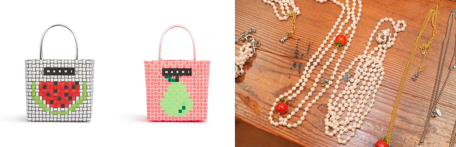 마르니의 후르츠 토트백과 더블렛이 만든 쁘띠 토마토 목걸이