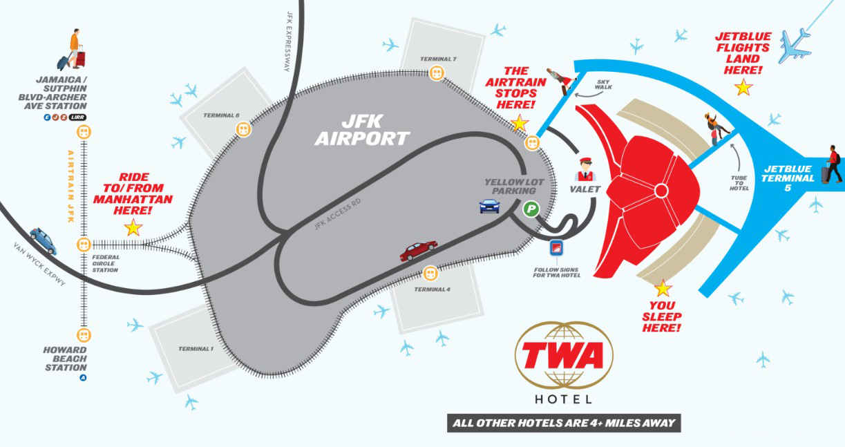 JFK공항과 TWA호텔 MAP©TWA Hotel