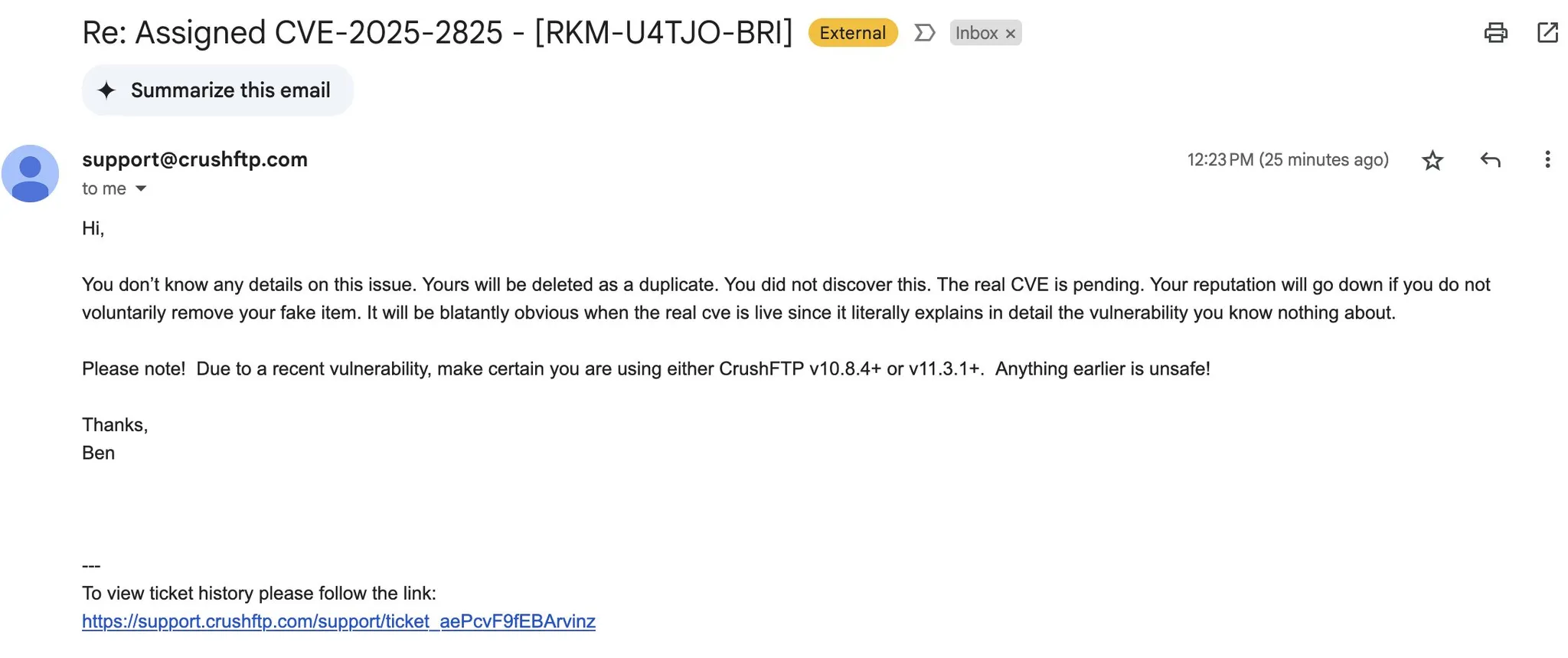 CrushFTP의 메일 캡쳐