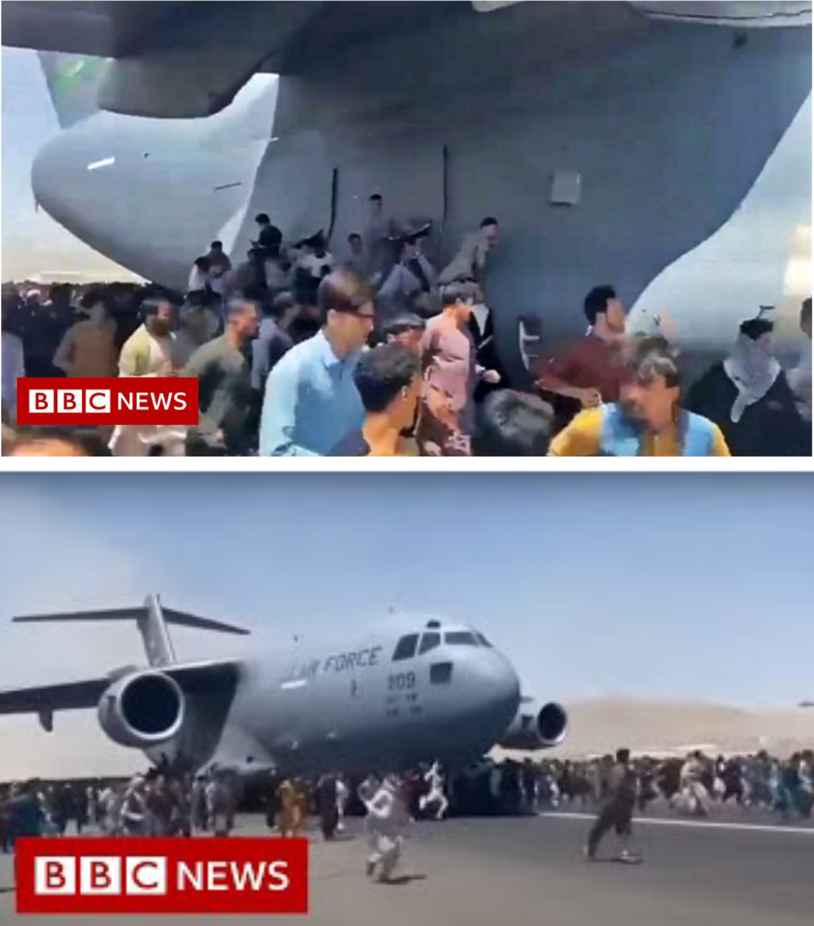 고국을 탈출하려는 아프가니스탄 국민들 <출처 : BBC NEWS>