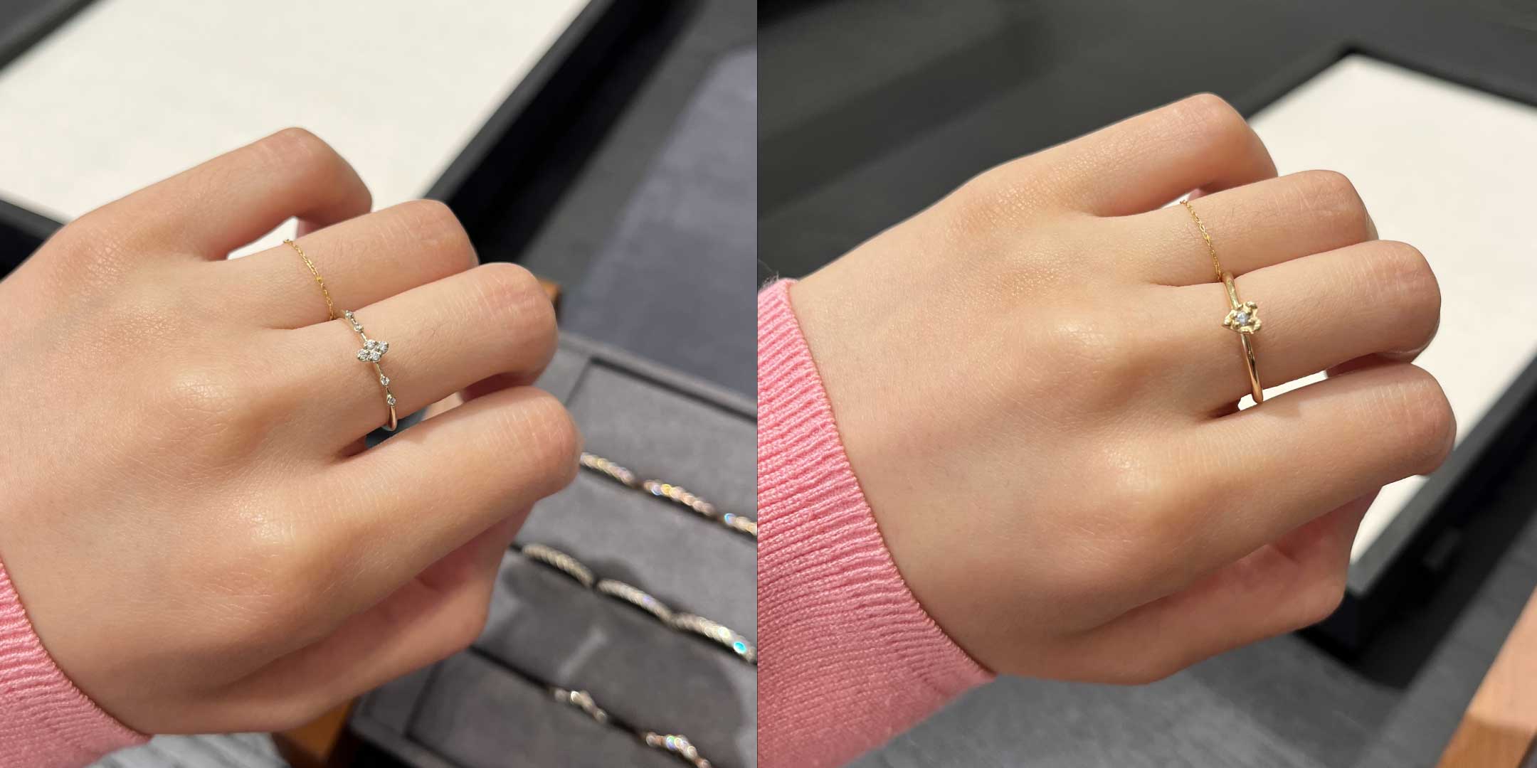 좌) diamant trfle ring no.1 : meteor / 우) wonderland card ring heart