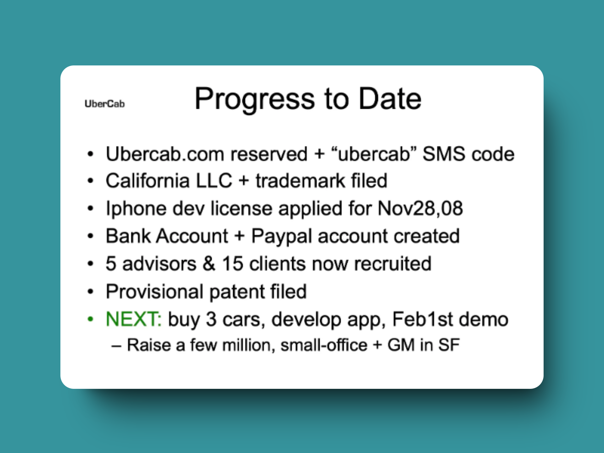 우버의 가능성을 점쳐주는 Traction 슬라이드, ubercab SMS 코드...머쨍이.., 출처: 테크크런치