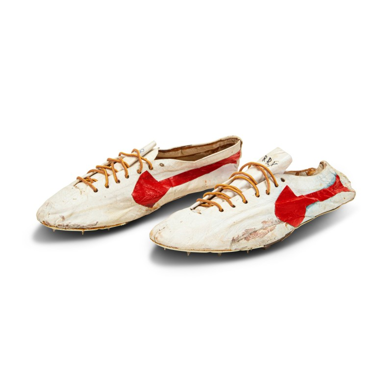 Bill Bowerman (Nike Co-Founder) Handmade Prototype Logo Track Spikes With Waffle Sole