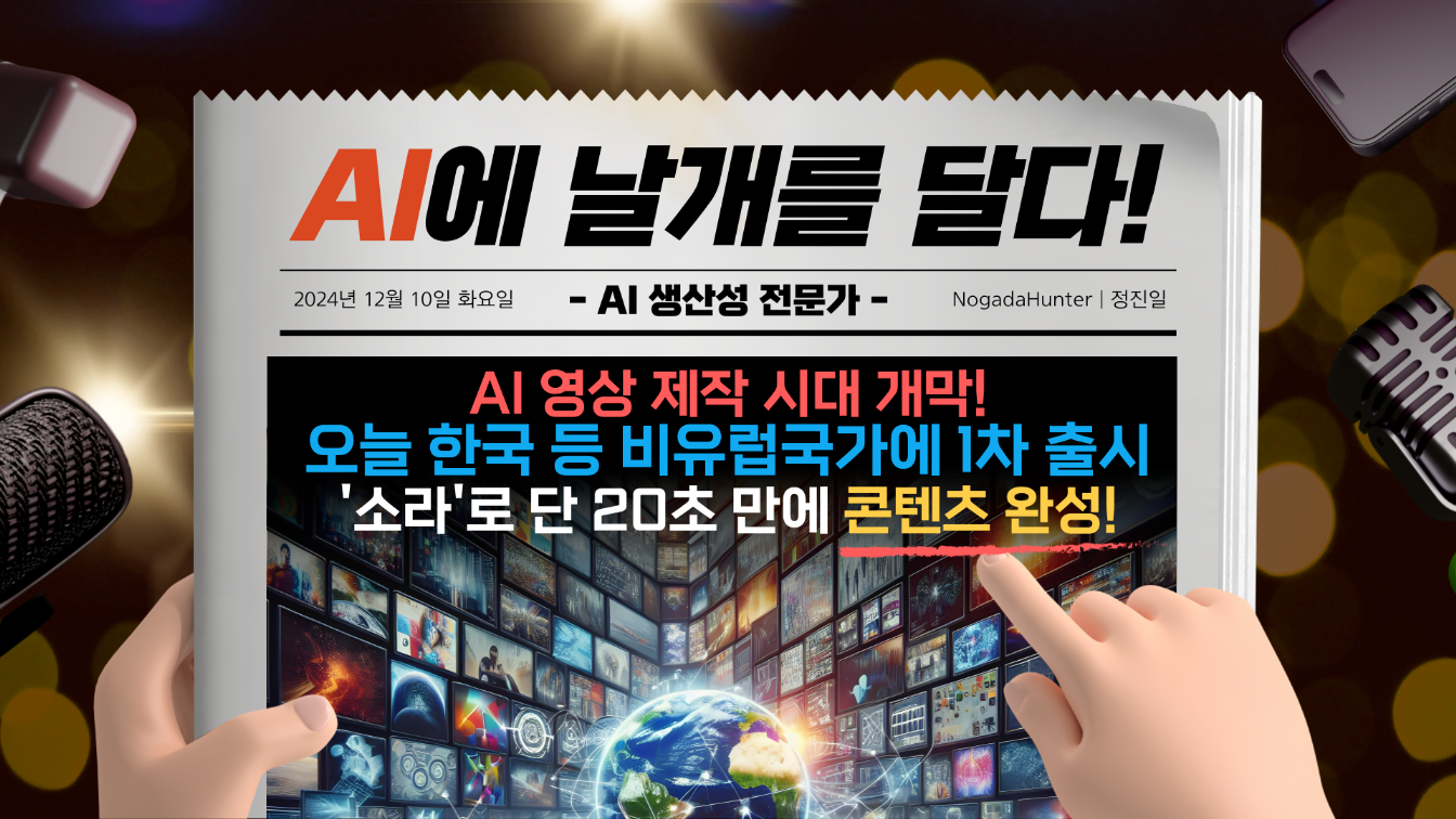 AI 영상 제작 시대 개막! '소라'로 단 20초 만에 콘텐츠 완성!의 썸네일 이미지